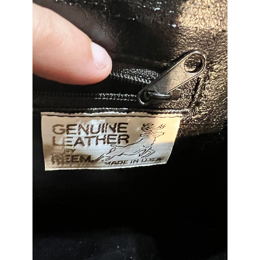 Reem Medium Top Handle Bag Black Croc Embossed Leather Vintage Gold Hardware USA - Picture 6 of 8